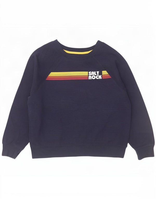 Saltrock Dame Grafisk Sweatshirt Jumper UK 12 Medium Navy Blue Bomuld