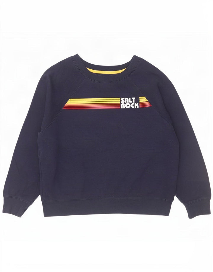 Saltrock Dame Grafisk Sweatshirt Jumper UK 12 Medium Navy Blue Bomuld