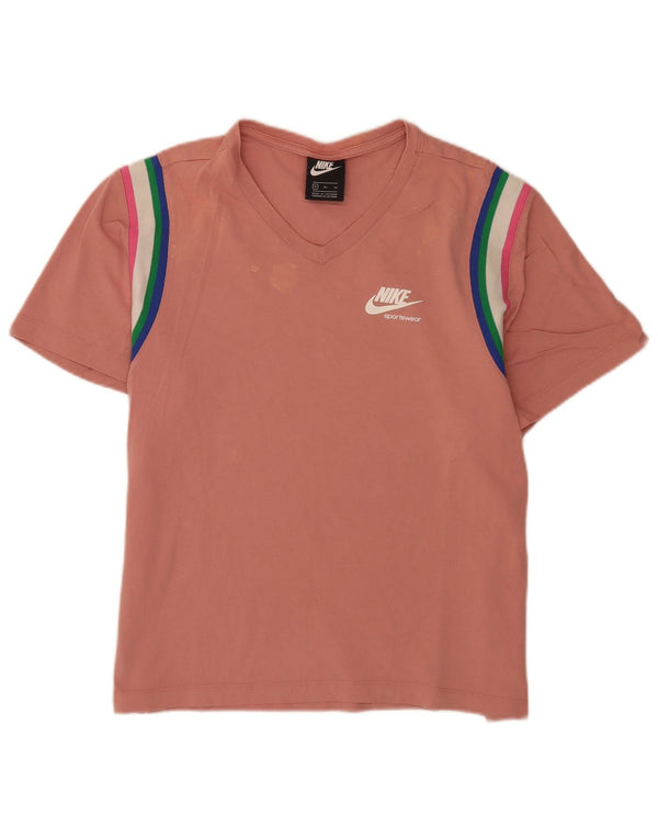 Nike T-Shirt Top UK 18 XL Pink Stribet Bomuld