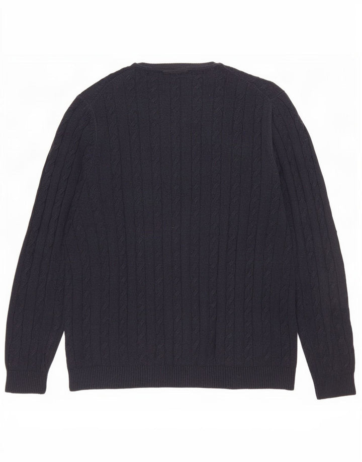 Lyle & Scott Herre sweater med rund hals, stor marineblå bomuld