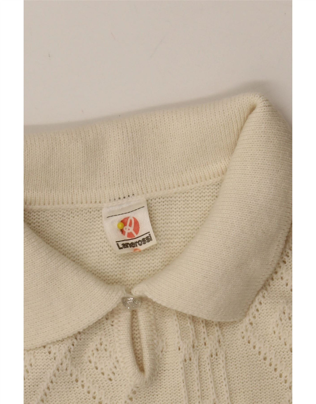 VINTAGE Womens Polo Neck Jumper Sweater UK 14 Medium Off White Vintage Vintage and Second-Hand Vintage from Messina Hembry 