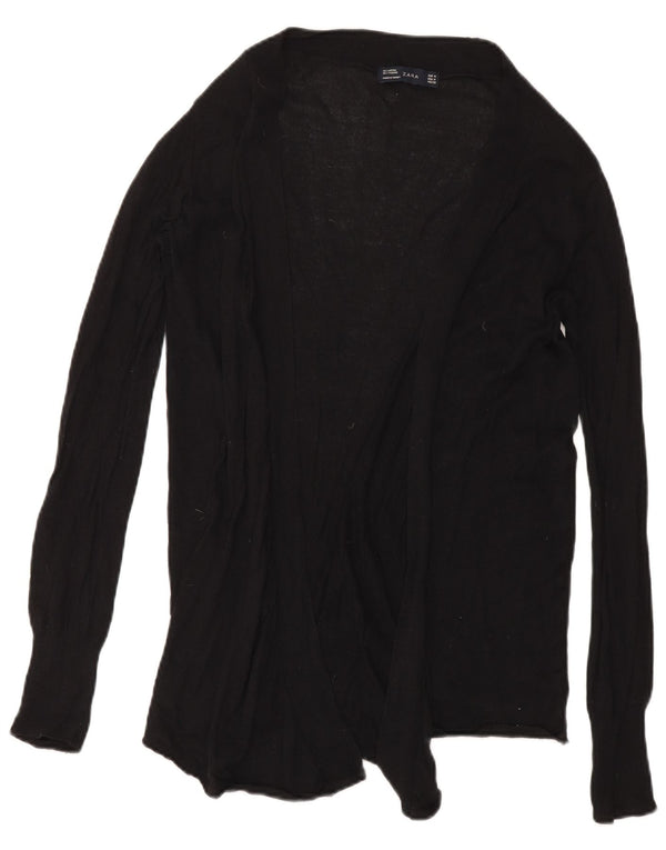 Zara Womens Open Cardigan Sweater UK 12 Medium Sort Bomuld