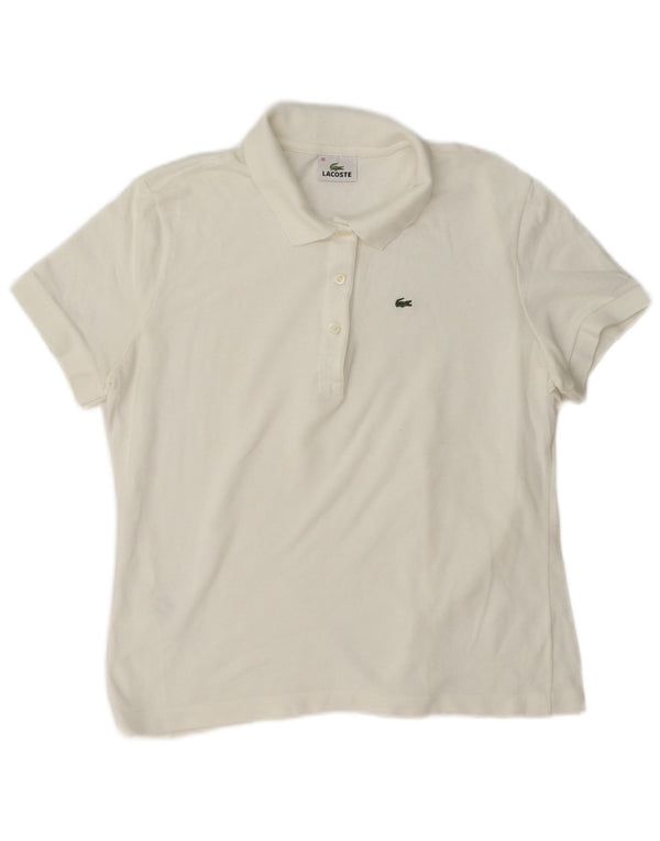 Lacoste Dame Polo Shirt Størrelse 46 XL Hvid Bomuld