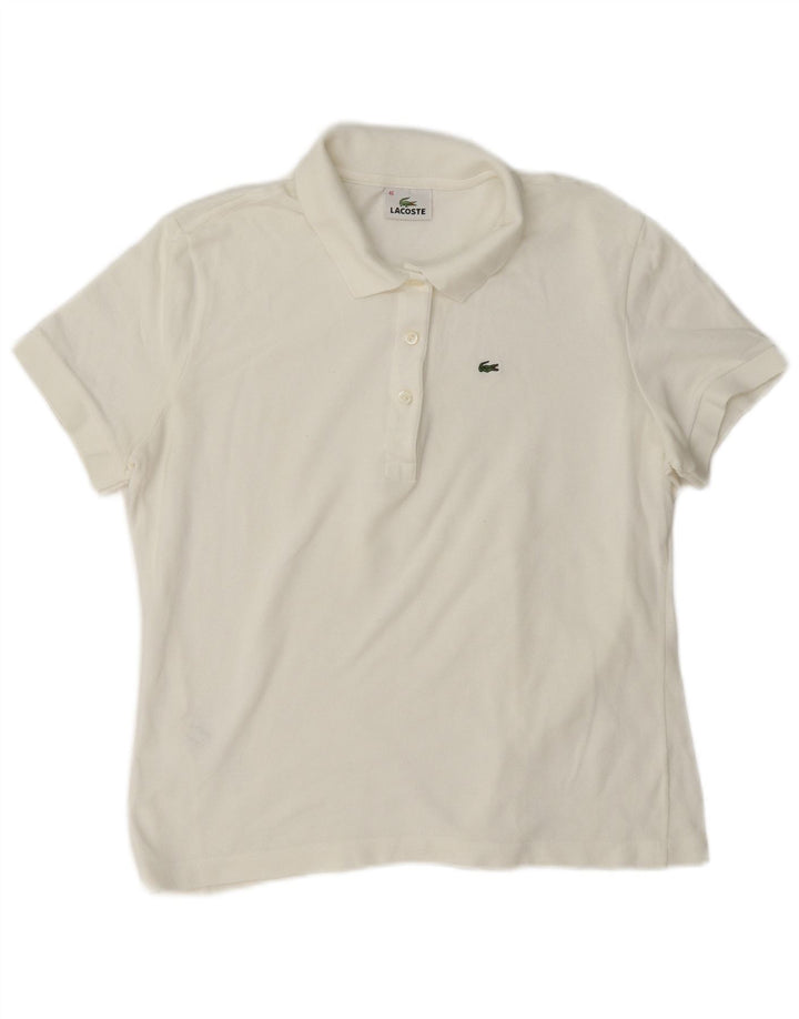 Lacoste Dame Polo Shirt Størrelse 46 XL Hvid Bomuld
