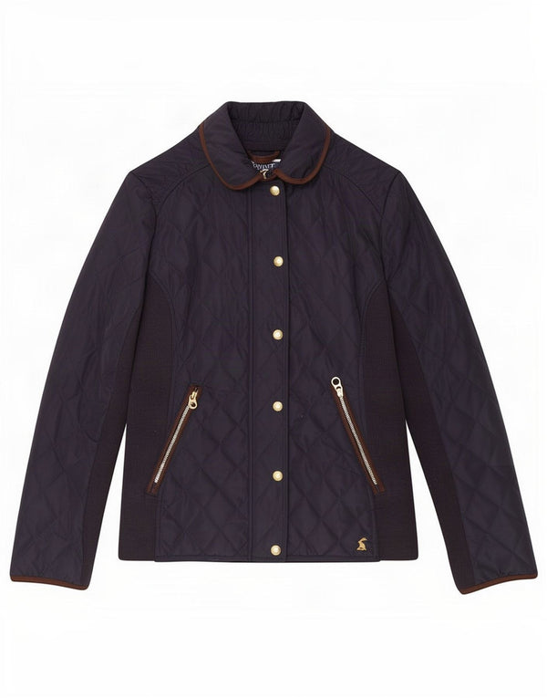 Joules Dame Quiltet Jakke UK 8 Small Navy Blue Polyester