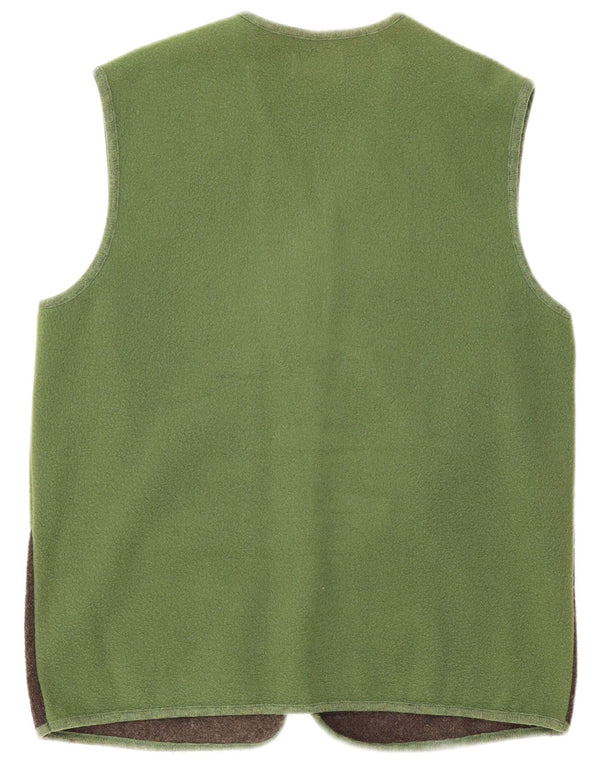 Vintage ærmeløs cardigan sweater til kvinder UK 12 Medium Green Colourblock