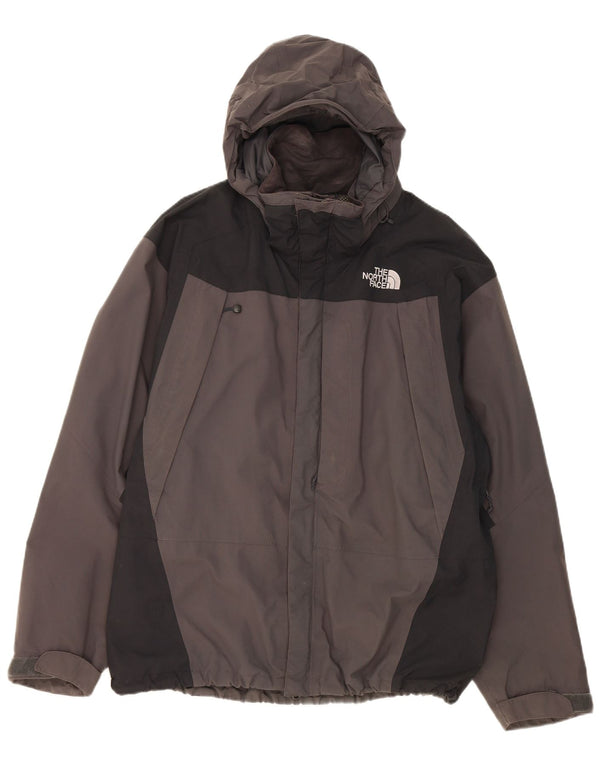 The North Face Regnjakke med hætte til mænd UK 40 Large Grå Colourblock Nylon