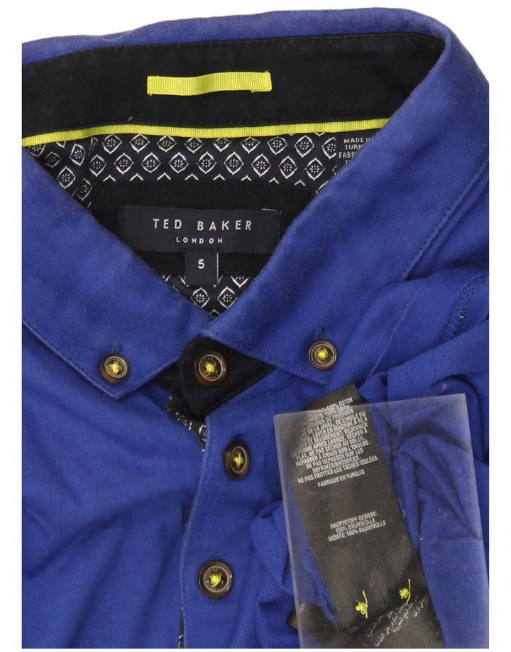 TED BAKER Poloshirt til mænd str. 5 XL Blå bomuld