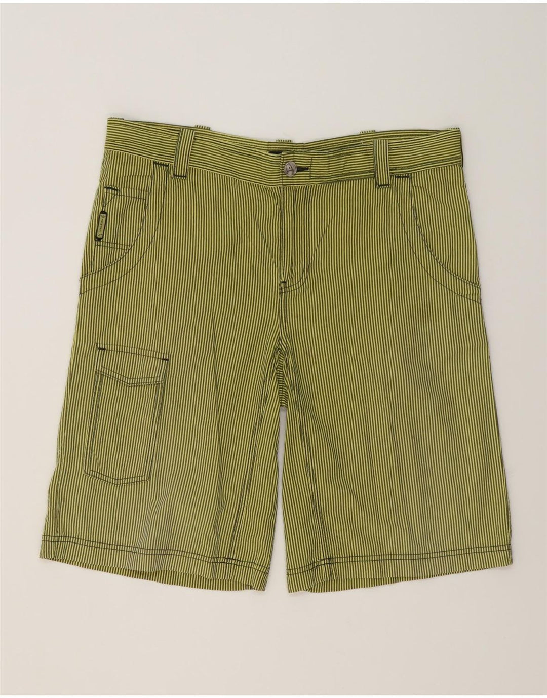 Armani Herre Cargo Shorts EU 48 Medium W36 Grøn nålestribet bomuld