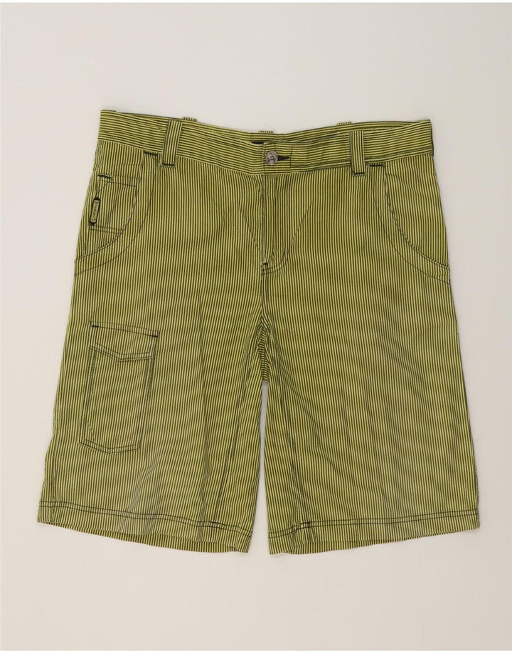 Armani Herre Cargo Shorts EU 48 Medium W36 Grøn nålestribet bomuld