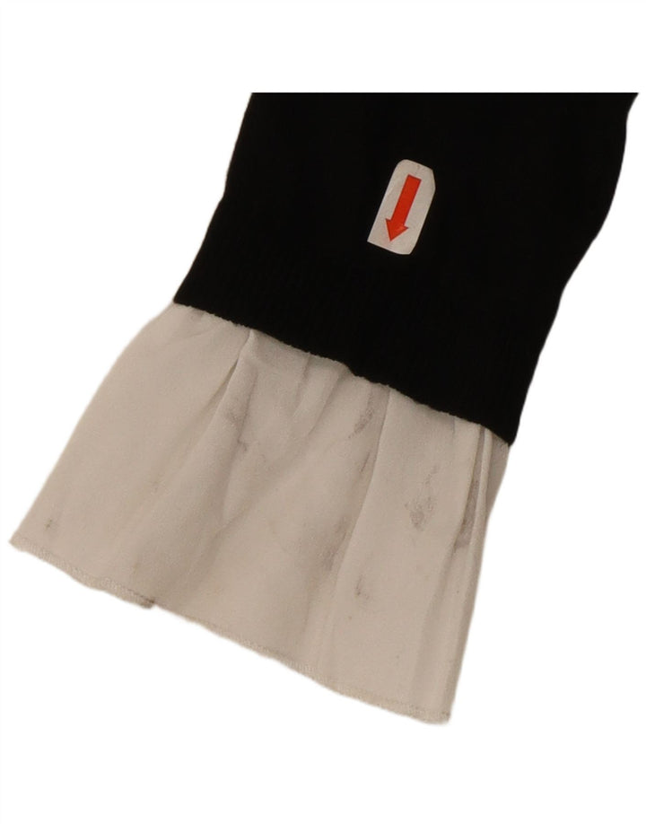 Zara Dame Langærmet A-Line Kjole UK 8 Small Black Colourblock Polyester