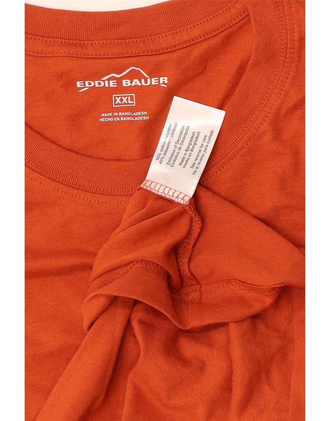 EDDIE BAUER Herre T-Shirt Top 2XL Orange Bomuld