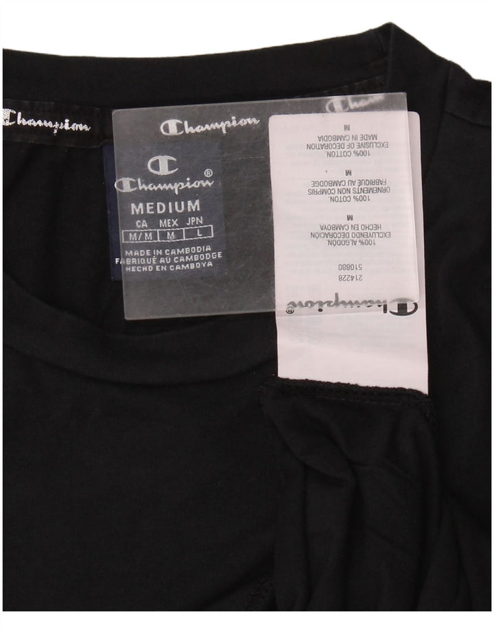 Champion Herre Grafisk T-Shirt Top Medium Sort Bomuld
