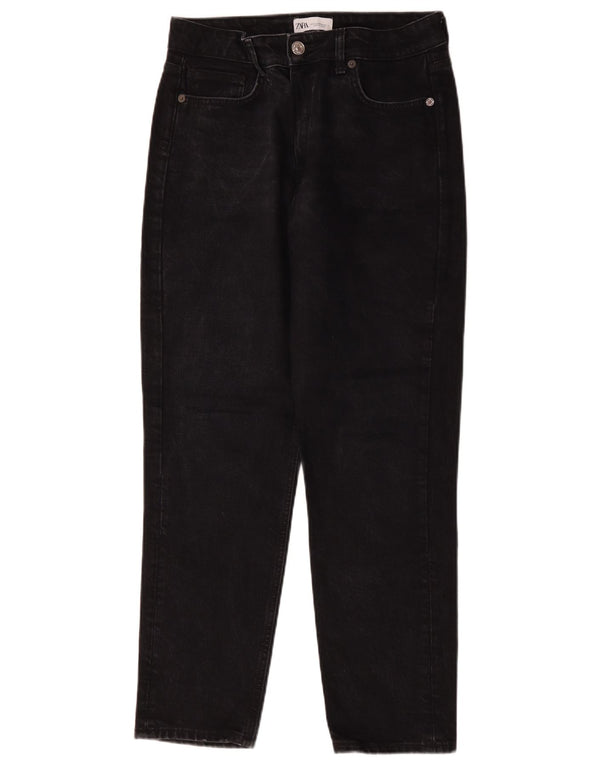 Zara Dame Højtaljet tilspidsede Jeans EU 42 Large W32 L28 Sort