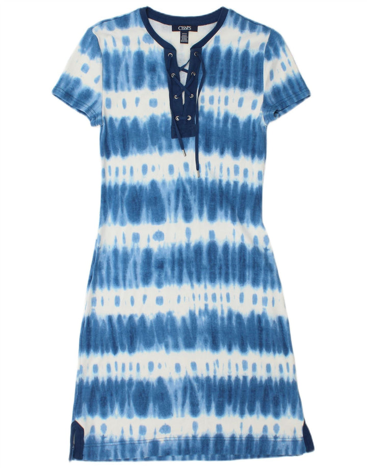 Chaps Dame T-Shirt Kjole UK 8 Small Blue Tie Dye Bomuld