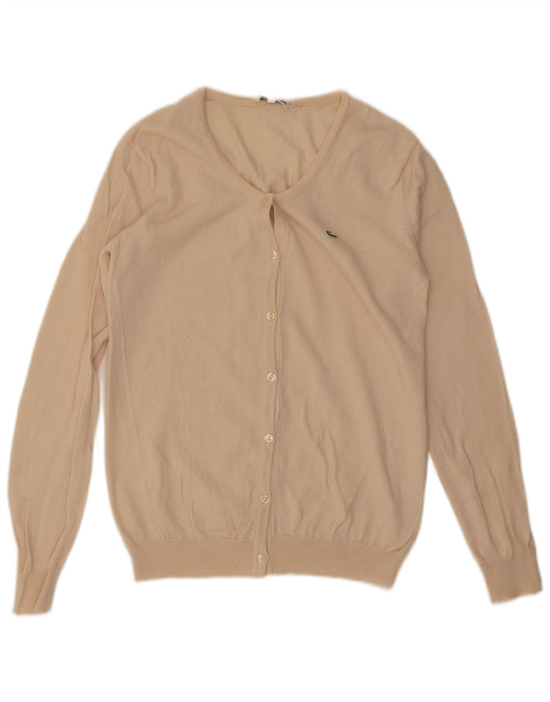Lacoste Dame Cardigan Sweater Størrelse 42 Large Beige Ny Uld
