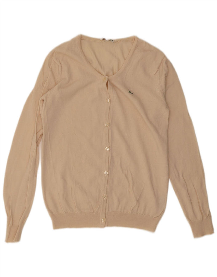 Lacoste Dame Cardigan Sweater Størrelse 42 Large Beige Ny Uld