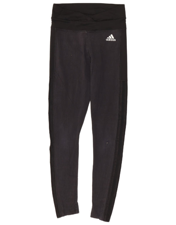 Adidas Dame Leggings UK 8/10 Small Black Colourblock Bomuld