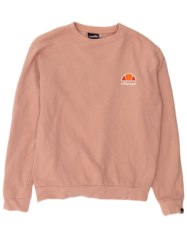 Ellesse Womens Oversized Sweatshirt Jumper UK 10 Small Pink Bomuld