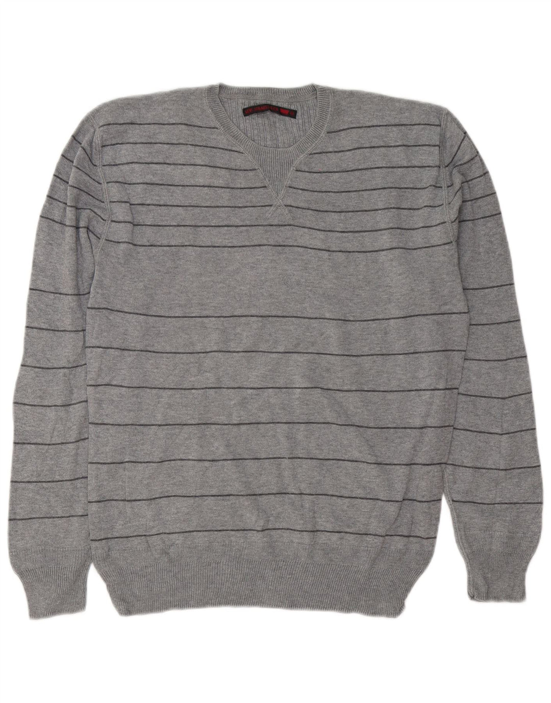 Levi's Herre sweater med rund hals, mellemgrå stribet bomuld