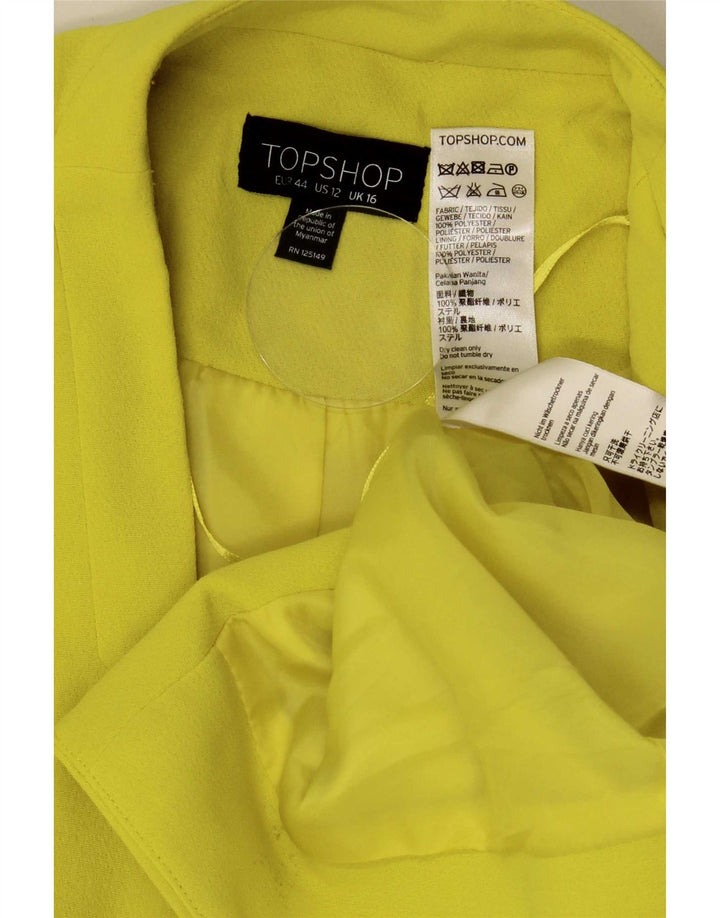 Topshop Womens Open Bolero Jacket UK 16 Large Yellow Polyester