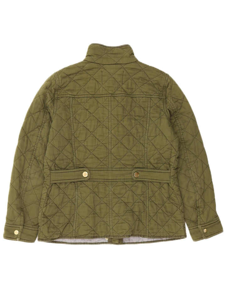 J. CREW Quiltet jakke til kvinder UK 10 Small Khaki Cotton