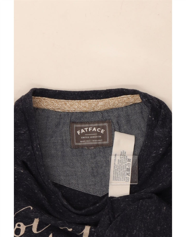 FAT FACE Kvinde grafisk T-shirt Top Medium Navyblå Flecked Bomuld