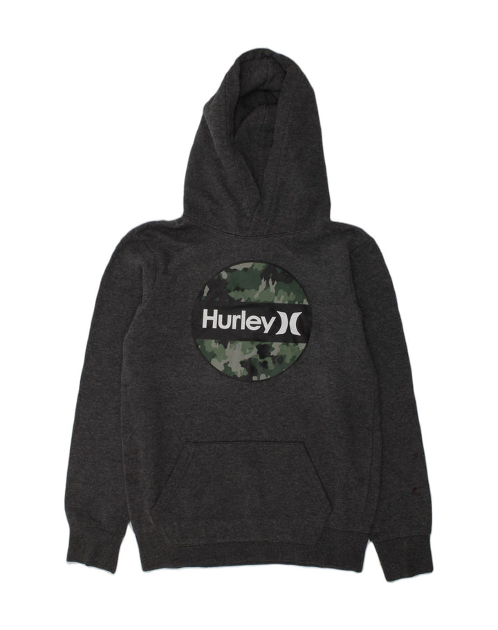 HURLEY Boys Graphic Hoodie Jumper 14-15 Years Grey Cotton | Vintage Hurley | Thrift | Second-Hand Hurley | Used Clothing | Messina Hembry 