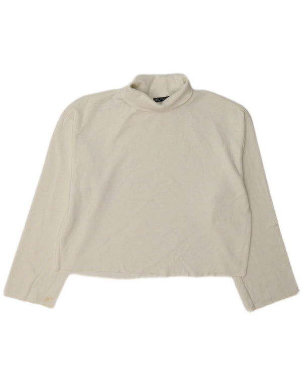 Zara Womens Crop Oversized Roll Neck Jumper Sweater UK 10 Small White