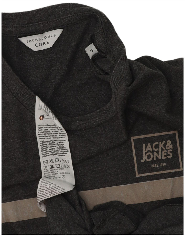 Jack & Jones Herre T-shirt Top Lille Grå Colourblock Bomuld