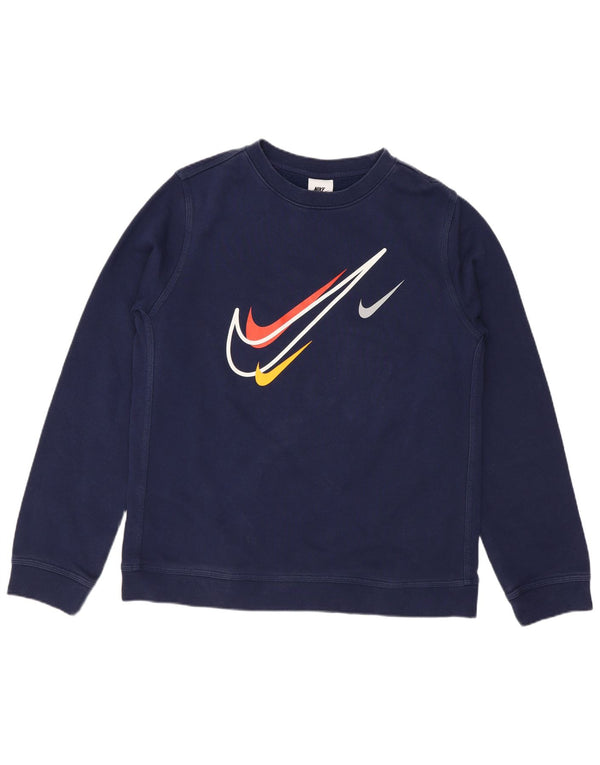 Nike drenge grafisk sweatshirt trøje 13-14 år XL marineblå bomuld