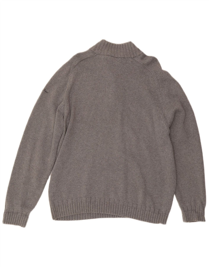 JAMES PRINGLE Herre Button Neck Jumper Sweater Stor Grå Bomuld