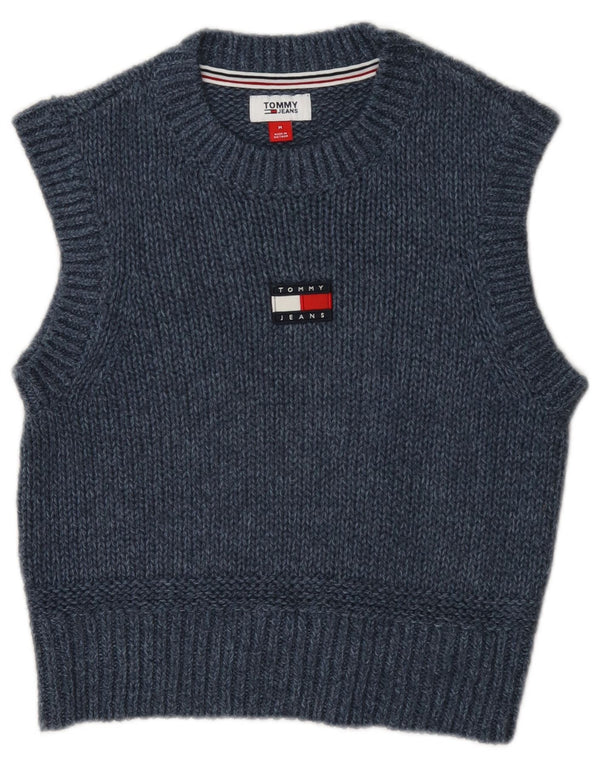 Tommy Hilfiger Dame Crop Vest Tank Top UK 12 Medium Navy Blue Flecked