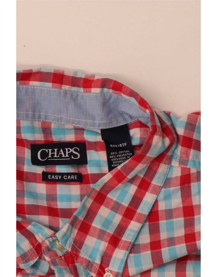 Chaps Herre store korte ærmer Regular Fit skjorte 4XL rød Gingham bomuld