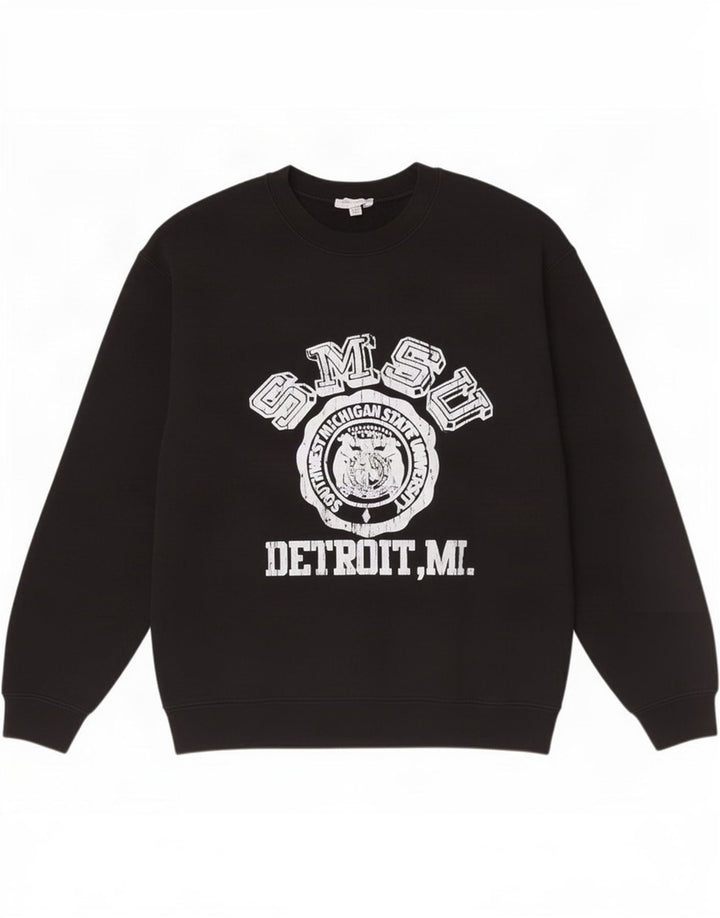 Topshop Dame Grafisk Sweatshirt Jumper UK 14 Medium Sort