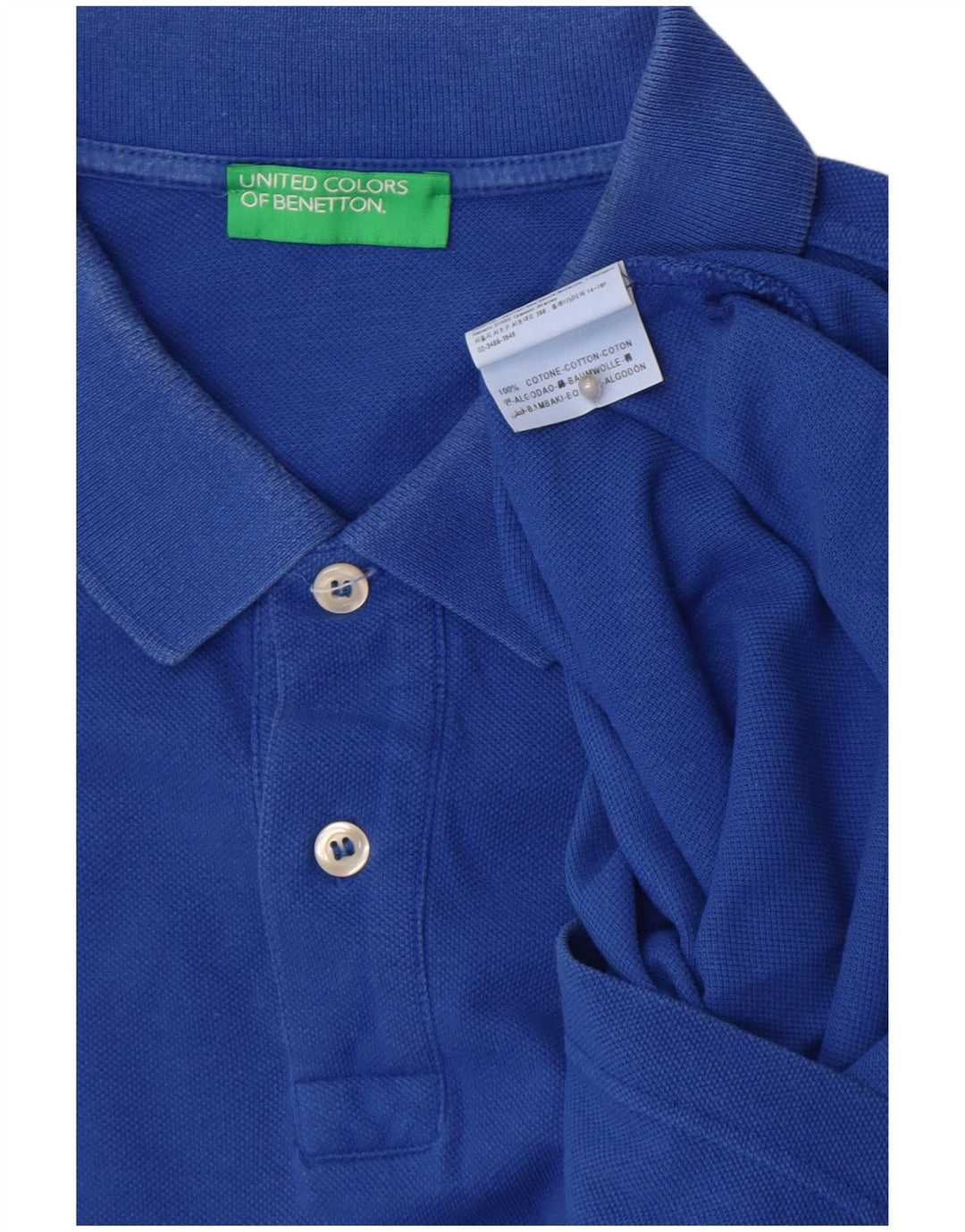 BENETTON Herre poloshirt Stor blå bomuld