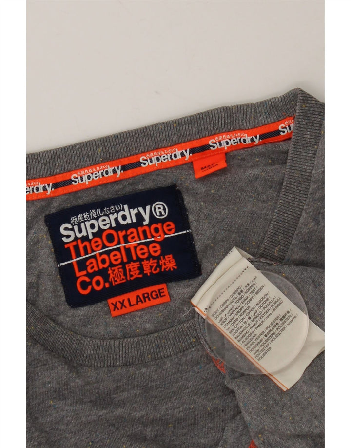 Superdry Herre T-shirt Top 2XL Grå Flecked Bomuld