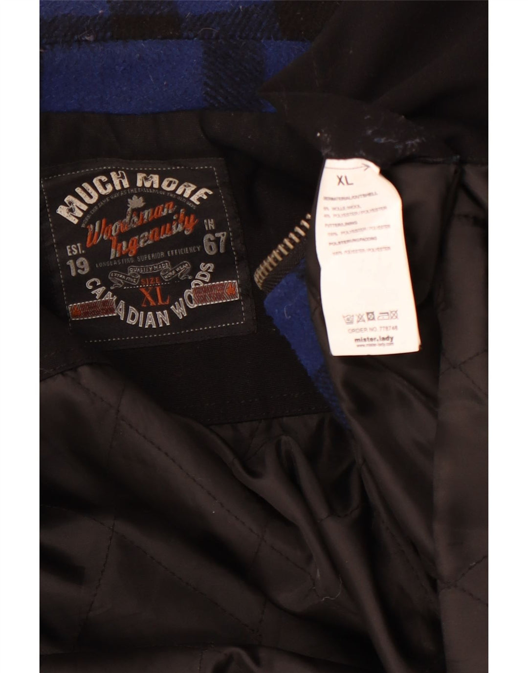 MUCHMORE Bomberjakke til mænd UK 42 XL Blå Gingham Wool