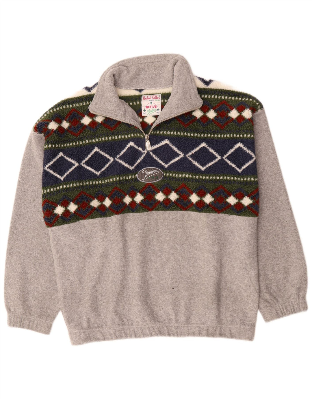 Aktiv Herre lynlås-hals Fleece Jumper Medium Grå Colourblock Polyester