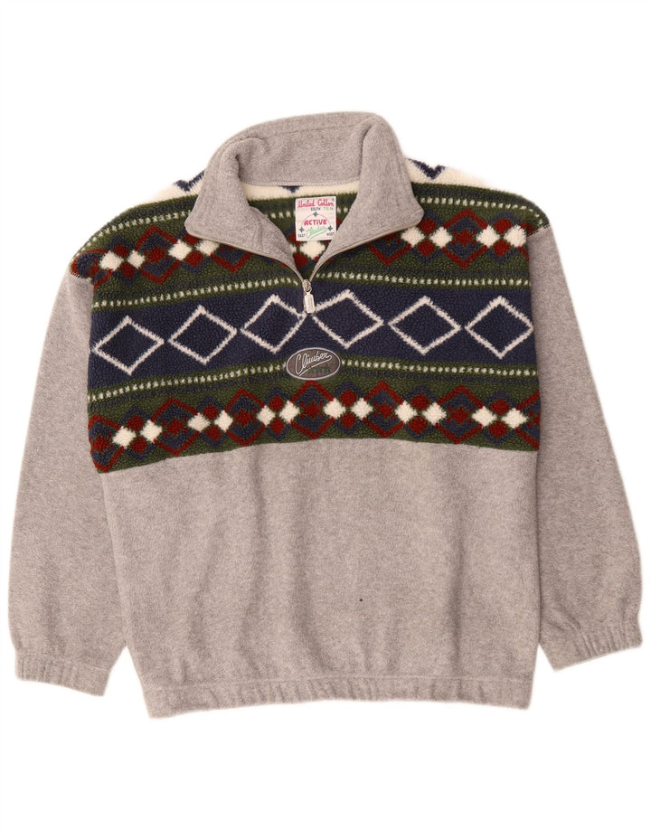 Aktiv Herre lynlås-hals Fleece Jumper Medium Grå Colourblock Polyester
