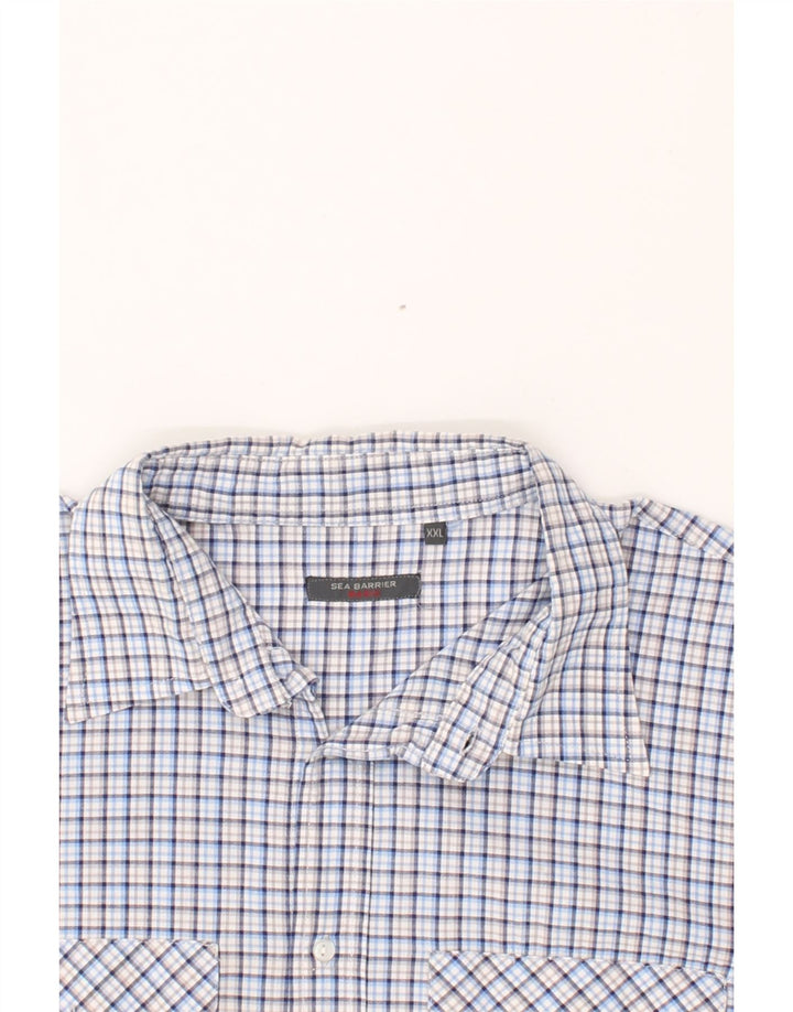 SEA BARRIER Mens Short Sleeve Shirt 2XL Blue Check Cotton Vintage Sea Barrier and Second-Hand Sea Barrier from Messina Hembry 