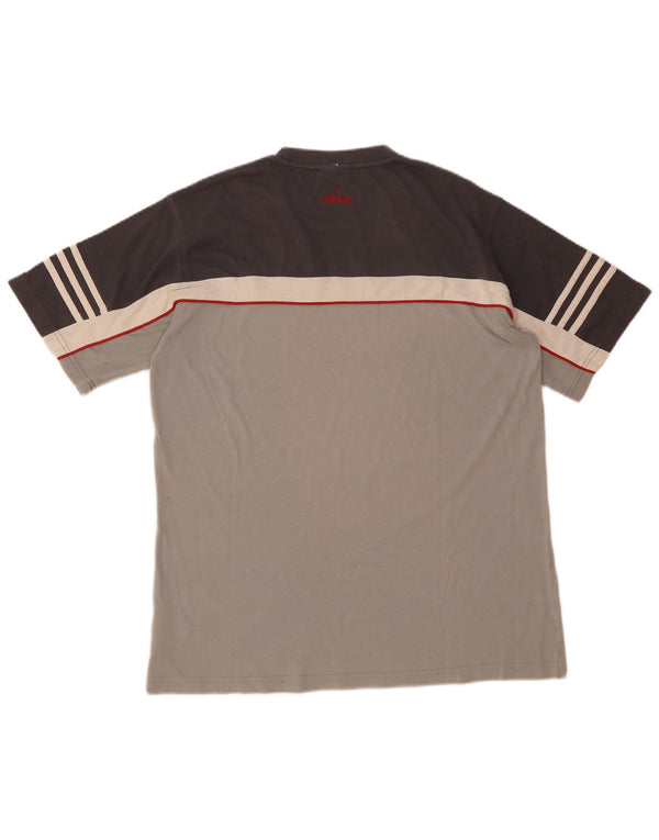 Adidas Herre T-Shirt Top UK 42/44 Stor Grå Colourblock Bomuld