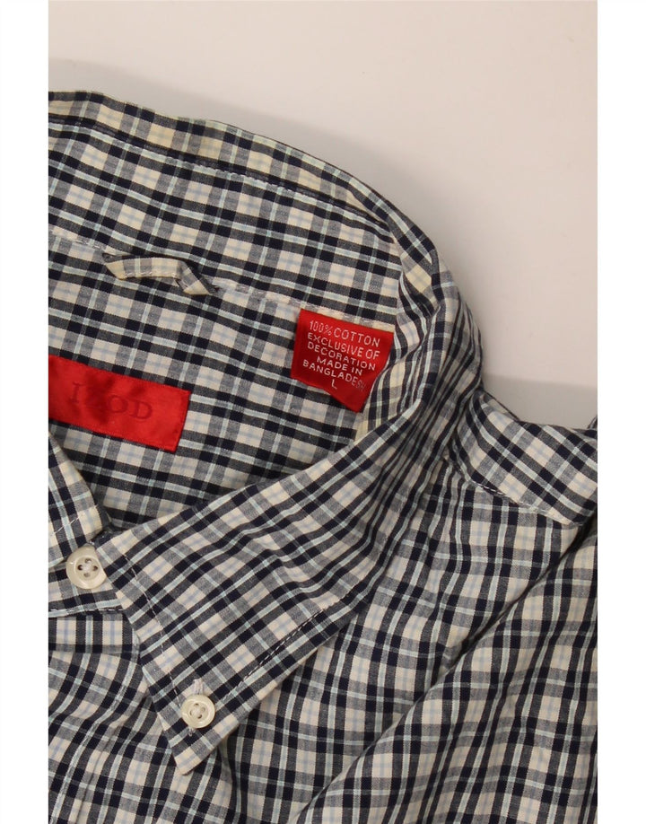 IZOD Kortærmet skjorte til mænd Stor marineblå ternet bomuld