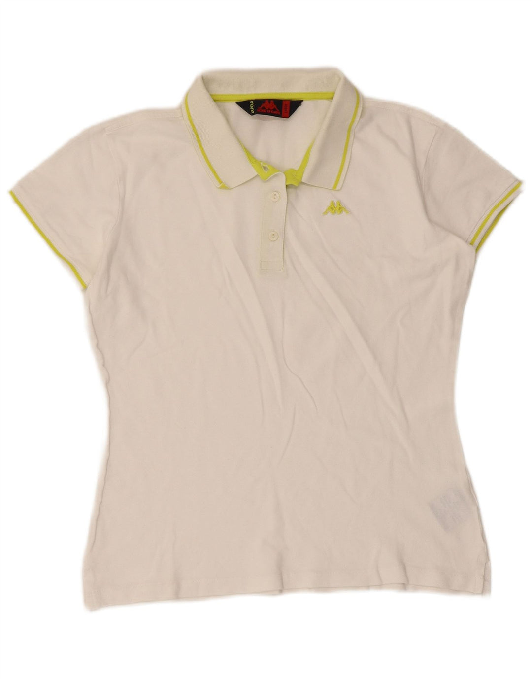 Kappa Dame Polo Shirt UK 14 Stor Hvid Bomuld