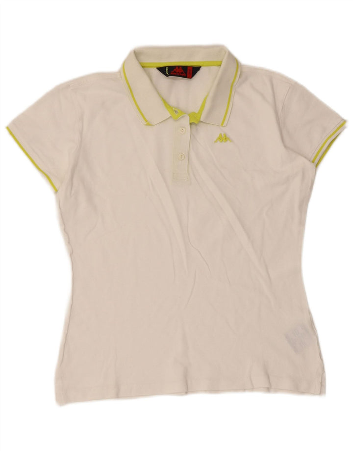 Kappa Dame Polo Shirt UK 14 Stor Hvid Bomuld