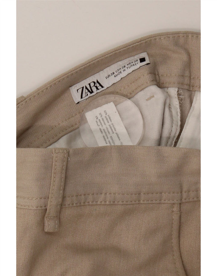 Zara Herre Slim Chino Bukser EU 38 Small W30 L28 Beige Polyester