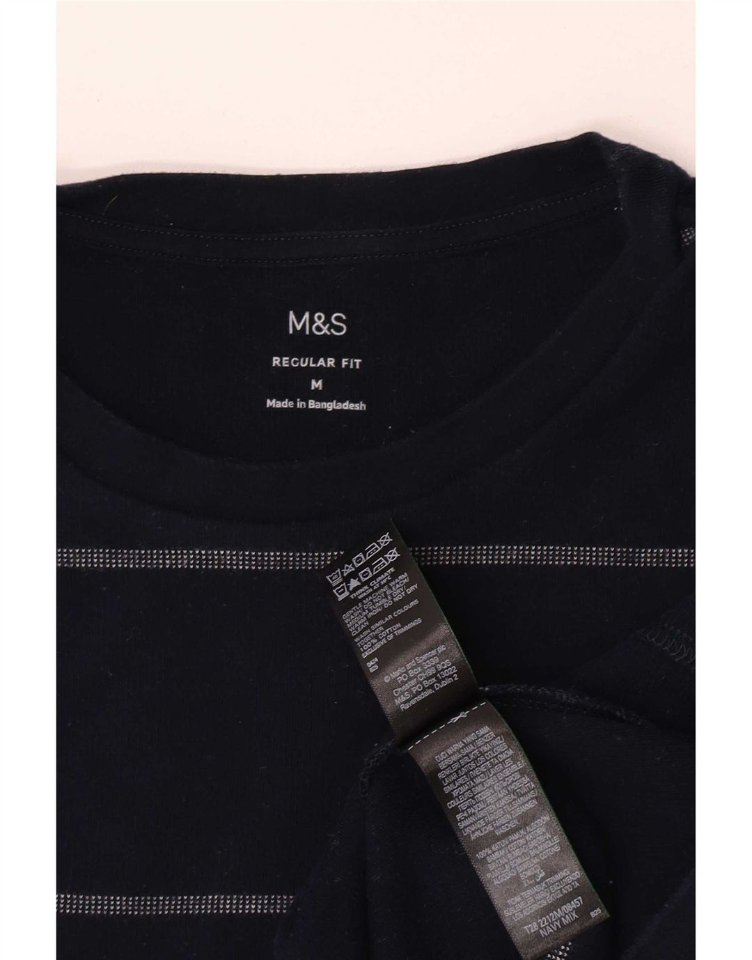 Marks & Spencer Herre Regular Fit T-shirt Top Mellem marineblå stribet