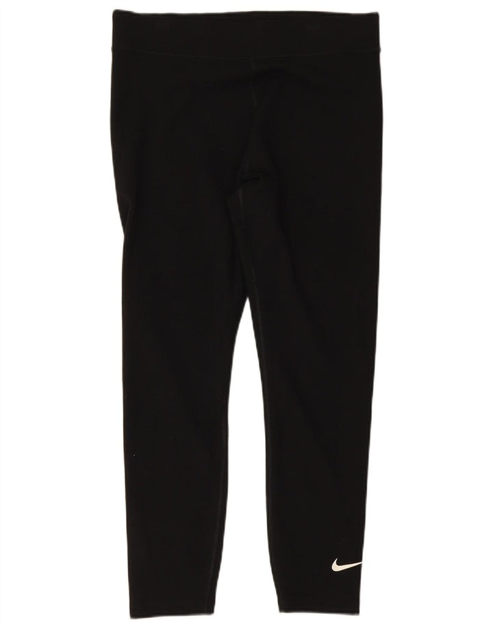 NIKE Dame Leggings UK 14 Stor sort bomuld