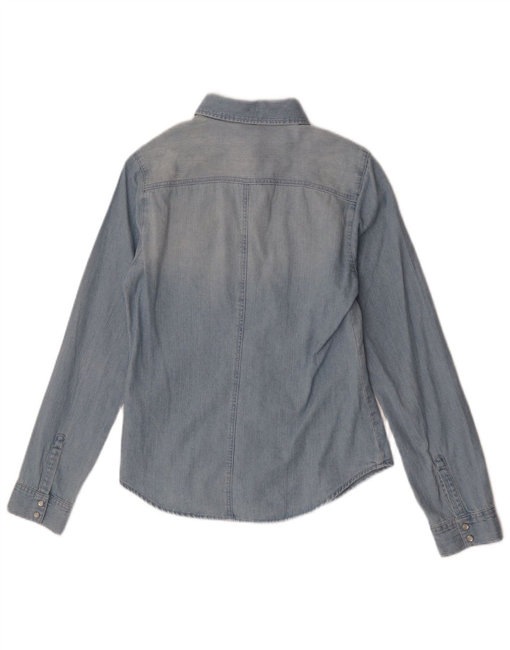 Puma Dame Denim Shirt UK 12 Medium Blue Cotton