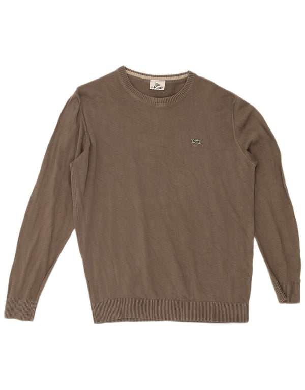 Lacoste Herre Crew Neck Jumper Sweater Størrelse 5 Large Khaki